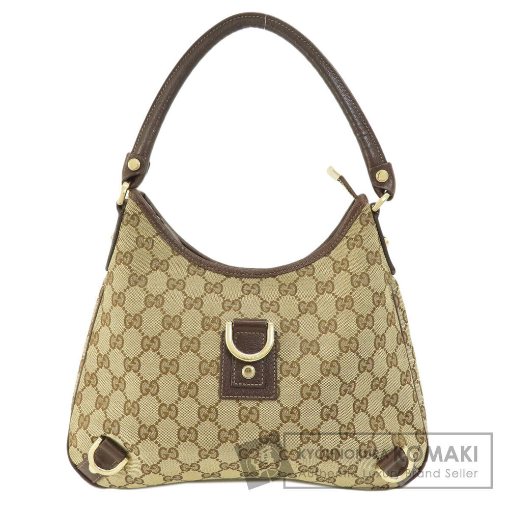 Gucci GG One Shoulder Hobo Bag Canvas Leather